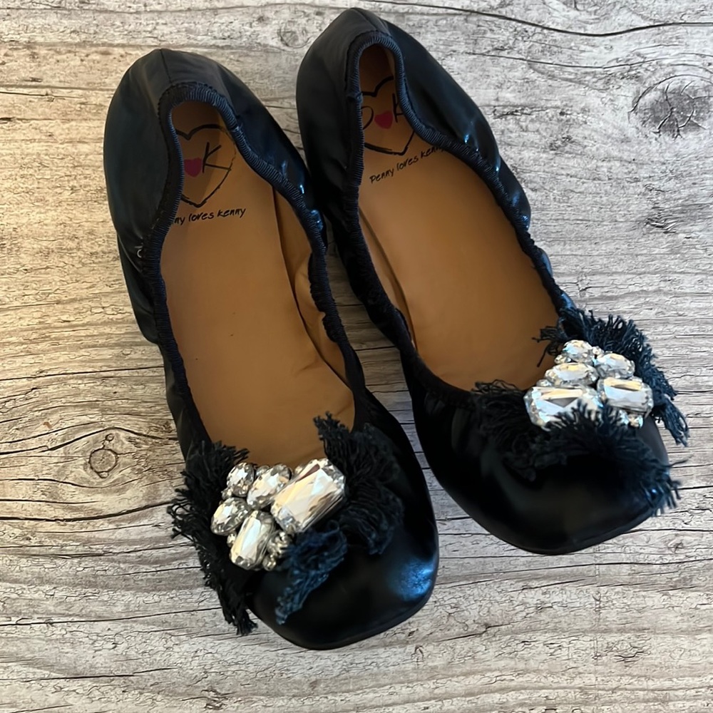 Penny Loved Kenny Black Ballerina Flats Bling size 8.5